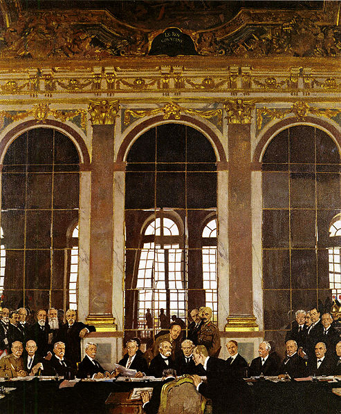 Signing of Treaty of Versailles in the Hall of Mirrors, June 28th, 1919, by William Orpen (1878-1931) Imperial War Museum, London.